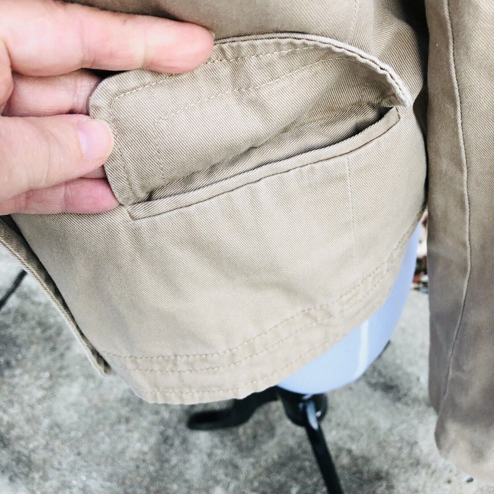 J. Crew Chino Boxy Khaki Tan Jacket Size 4 Hipster Boho Preppy Casual Layering - Picture 3 of 6